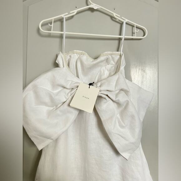 DISSH Aisle White Linen Back Bow Dress size 6 NWT bridal chic 90s coquette - Picture 10 of 15